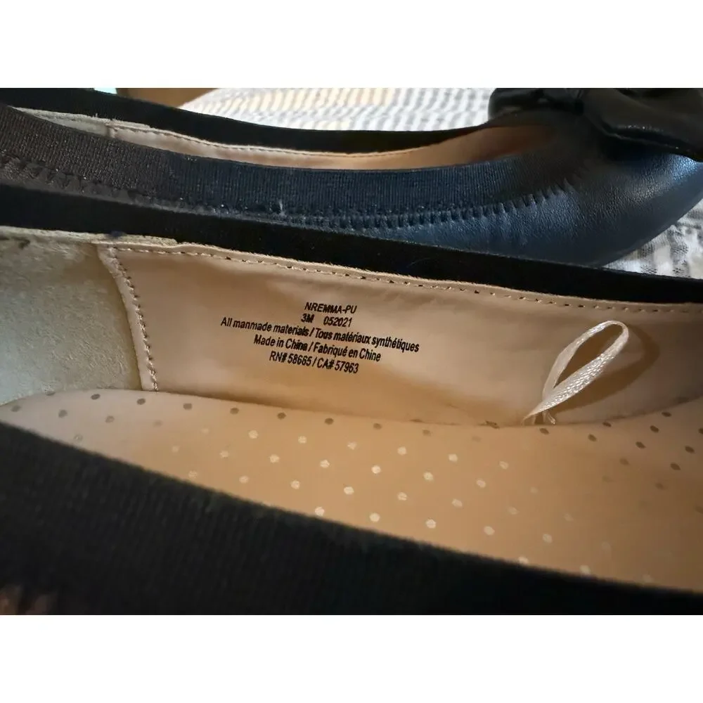 Nordstrom Rack Black Bow Ballet Flats Round Toe Slip-On Comfort Kids - 3M